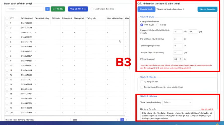 Cấu hình gửi tin nhắn hàng loạt trên MKT Zalo Cài đặt cấu hình gửi tin nhắn hàng loạt trên MKT Zalo