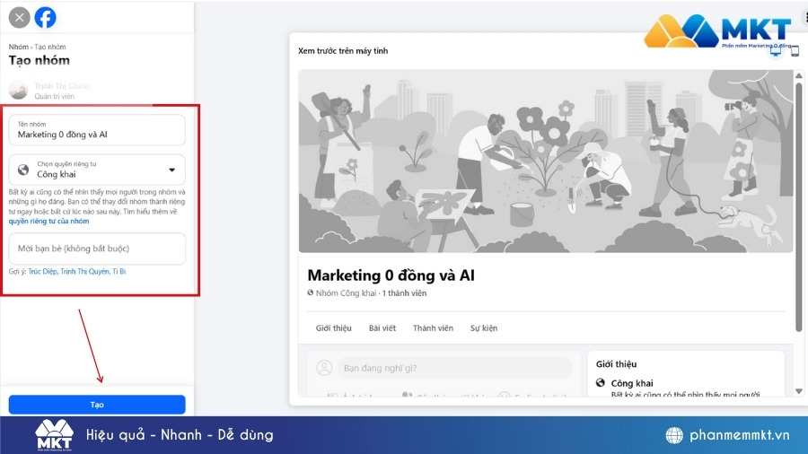 cách tạo nhóm facebook nhiều thành viên