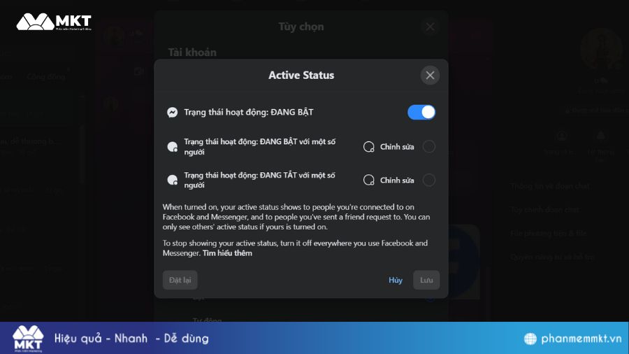 Chỉnh sửa đối tượng bật/tắt trạng thái hoạt động Cách bặt/tắt trạng thái hoạt động với các đối tượng trên Facebook