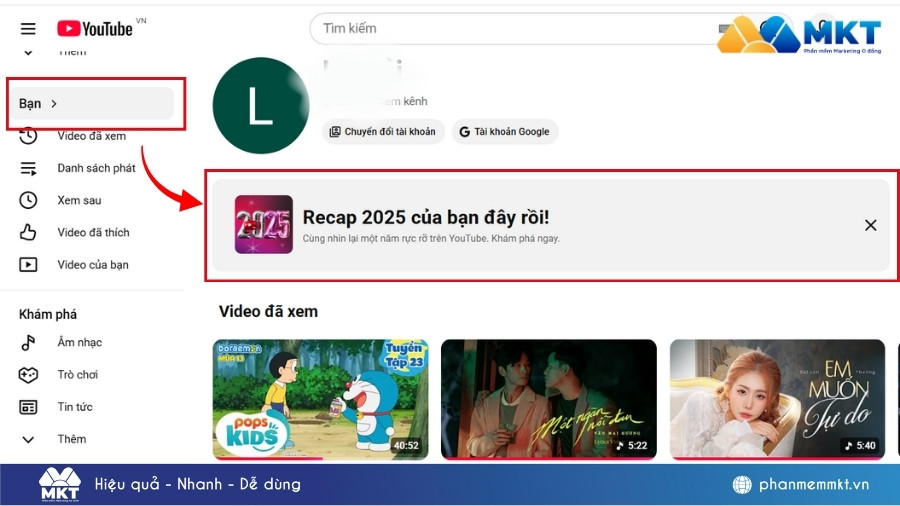 cách xem YouTube Recap