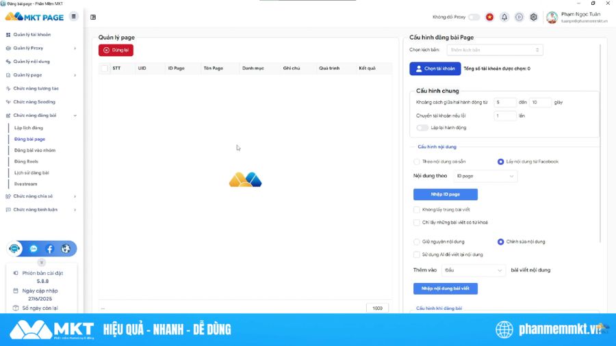 Đăng bài tự động hàng loạt bằng MKT Page