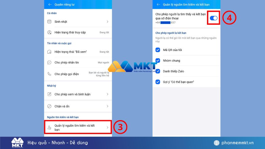 Gạt công tắc trong phần quản lý nguồn tìm kiếm Làm sao để ẩn sdt trên Zalo? Cách làm chi tiết nhất