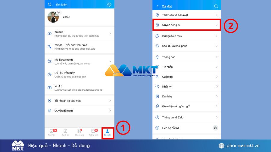 Đây là nơi quản lý toàn bộ cài đặt liên quan đến quyền riêng tư tài khoản Zalo. Làm sao để ẩn sdt trên Zalo? Cách làm chi tiết nhất