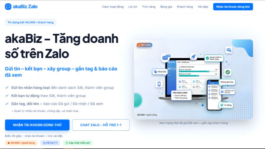 AkaBiz Zalo AkaBiz Zalo - Công cụ chăm sóc khách hàng Zalo