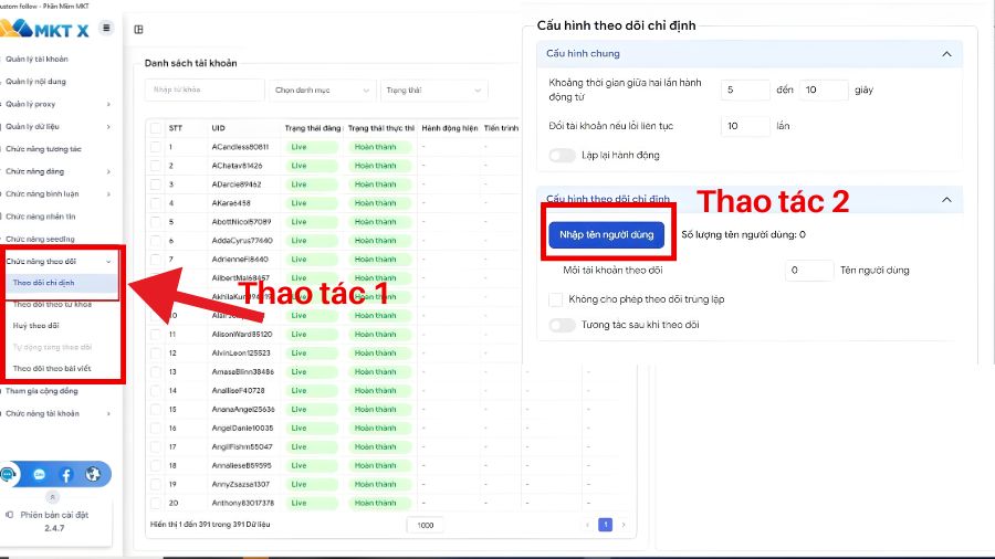 Hướng dẫn tăng follow tự động bằng MKT X Hướng dẫn cách tăng follow tự động bằng MKT X