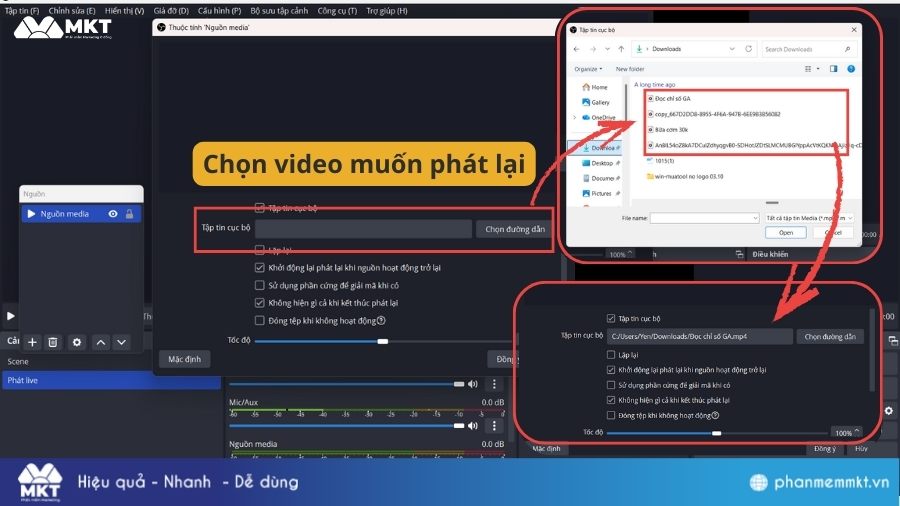 Chọn video phát lại từ máy tính Cách phát lại live trên Facebook