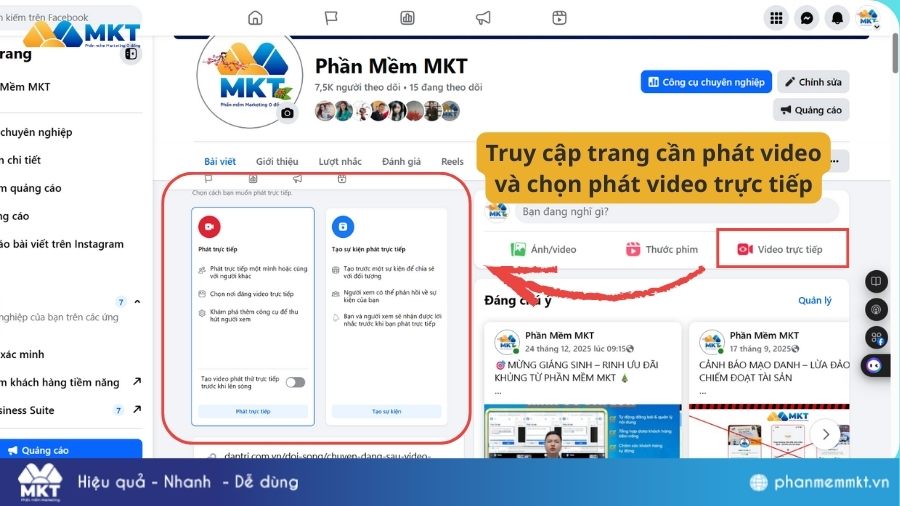 Vào mục Video trực tiếp trên Facebook Cách phát lại live trên Facebook