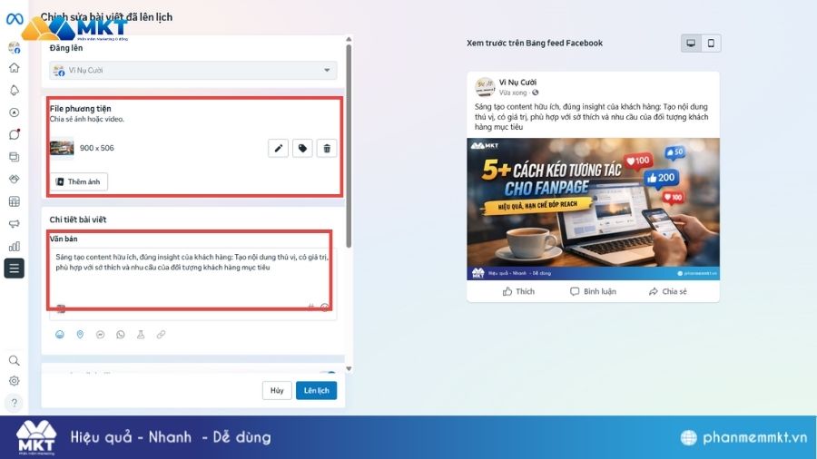 Chỉnh sửa bài viết đã lên lịch trên Facebook Chỉnh sửa bài viết đã lên lịch trên Facebook