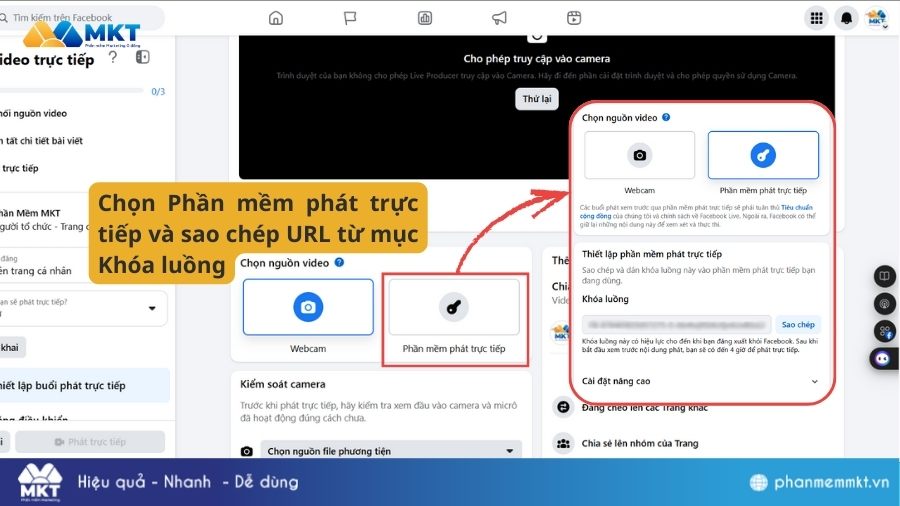 Sao chép Khóa luồng Cách phát lại live trên Facebook