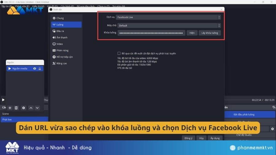 Kết nối OBS với Facebook live Cách phát lại live trên Facebook