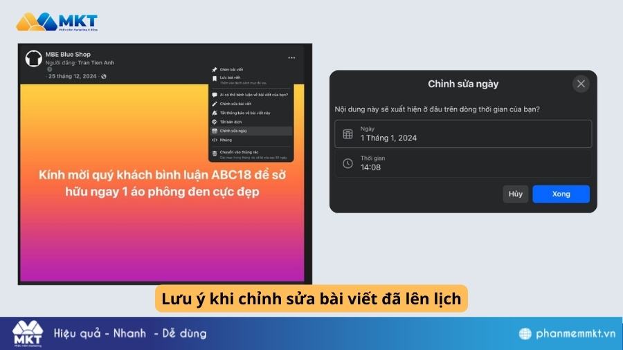 Chỉnh sửa bài viết đã lên lịch trên Facebook Chỉnh sửa bài viết đã lên lịch trên Facebook