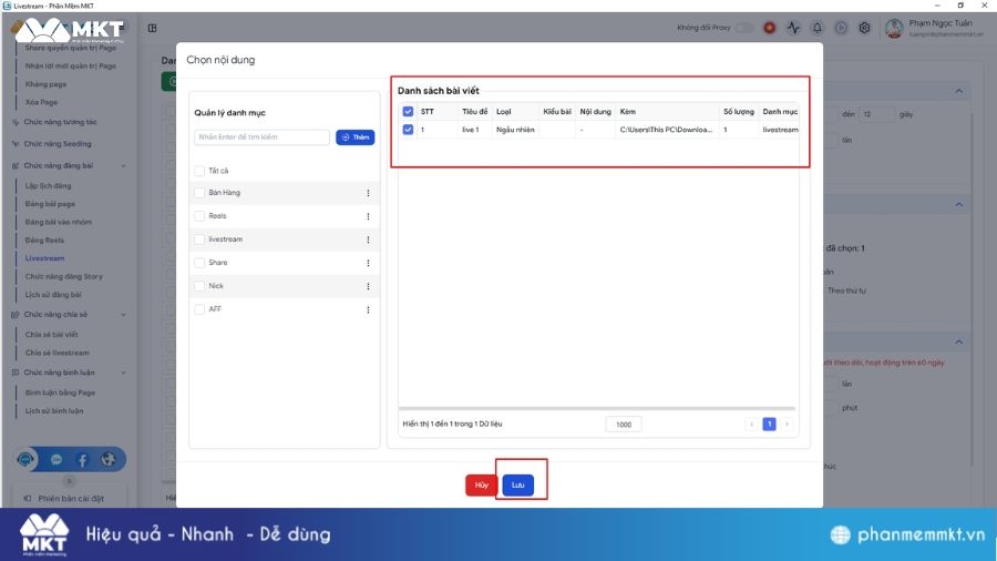 Chọn video cần phát lại Cách phát lại live trên Facebook