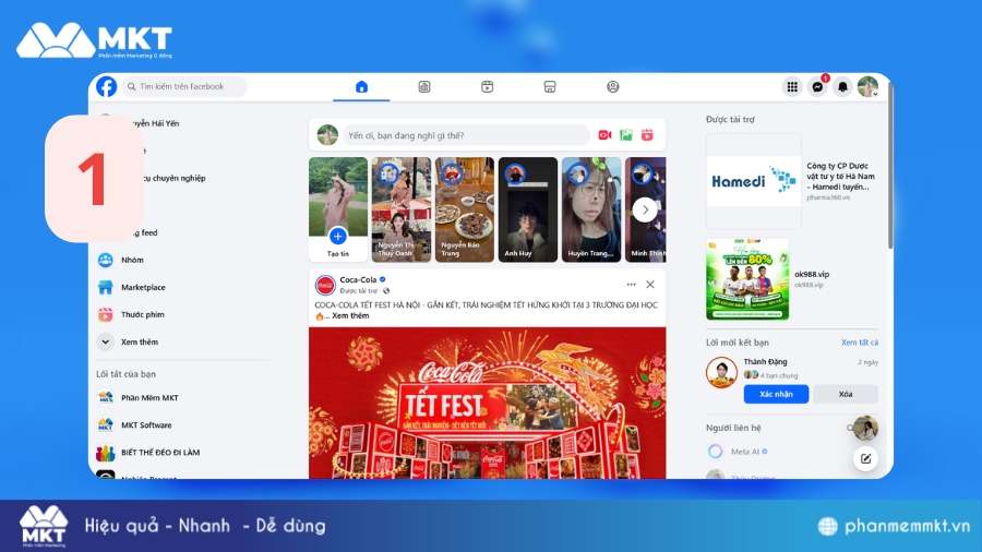 Vào trang Facebook trên máy tính Cách copy link Facebook