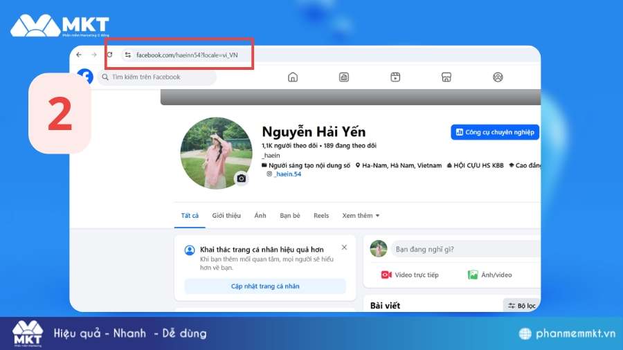 Mở trang cá nhân trên Facebook Cách copy link Facebook