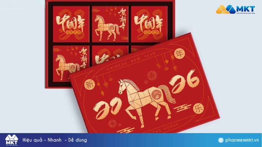 Mẫu hộp quà Tết Bính Ngọ đơn giản Mẫu hộp quà Tết đẹp