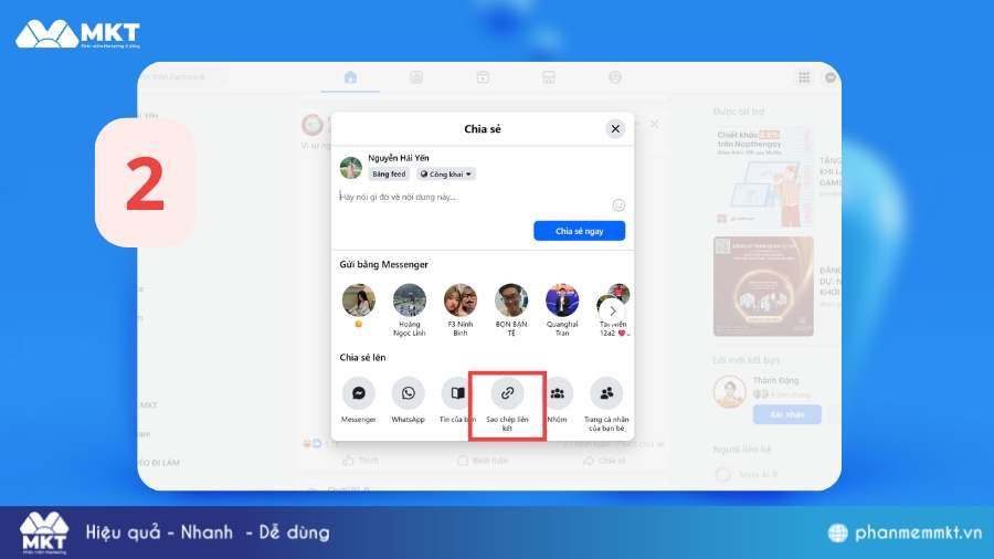 Chọn sao chép liên kết Cách copy link Facebook
