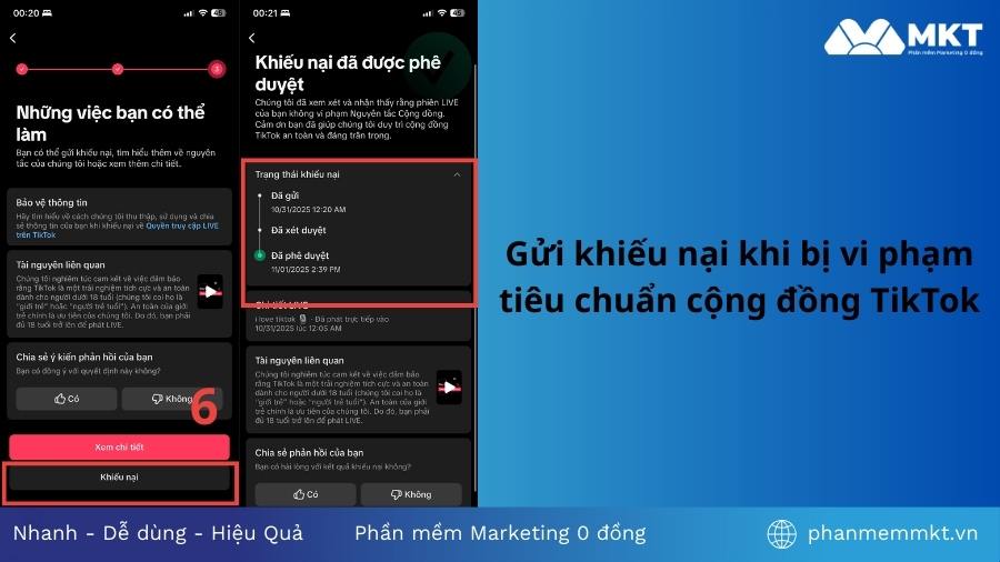 Chờ kết quả xét duyệt Gỡ vi phạm tiêu chuẩn cộng đồng TikTok