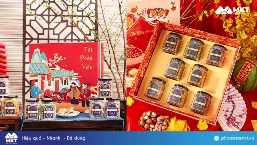 Mẫu hộp quà Tết dành tặng người thân Mẫu hộp quà Tết đẹp