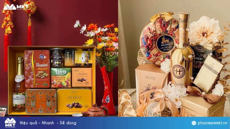 Mẫu hộp quà Tết dành tặng người thân Mẫu hộp quà Tết đẹp