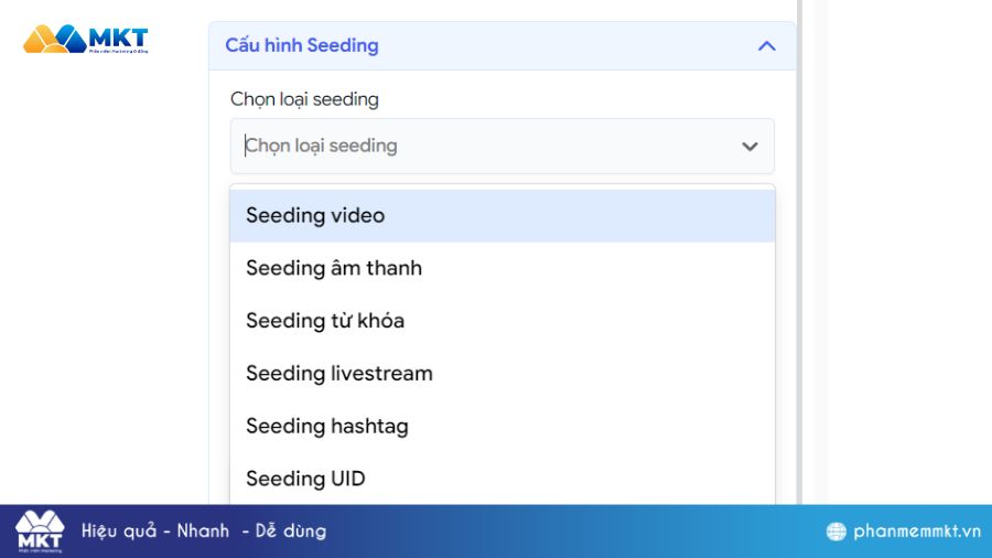 Cách buff bình luận TikTok AN TOÀN, HIỆU QUẢ 1 Chọn loại seeding trên MKT TikPro