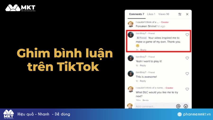 Ghim comment TikTok Ghim câu hỏi để giữ tương tác