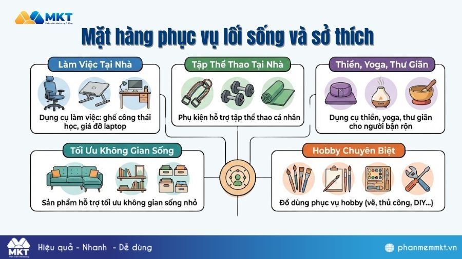 Mặt hàng phục vụ lối sống và sở thích Các mặt hàng thị trường ngách về lối sống, sở thích