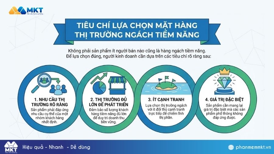 Lựa chọn mặt hàng thị trường ngách tiềm năng Tiêu chí lựa chọn mặt hàng thị trường ngách tiềm năng