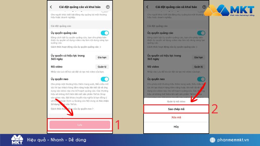 Bước 3: Sao chép mã quảng cáo Cách lấy mã quảng cáo TikTok