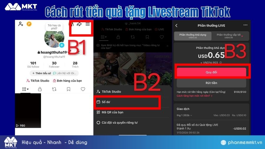Rút tiền quà tặng Livestream TikTok Cách rút tiền quà tặng Livestream TikTok