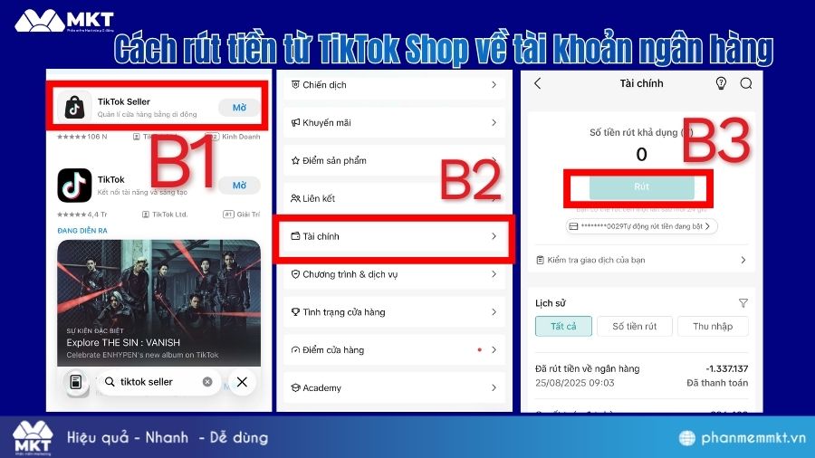 Rút tiền từ TikTok Shop về tài khoản ngân hàng Cách rút tiền từ TikTok Shop về tài khoản ngân hàng
