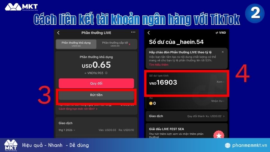 Các bước liên kết tài khoản ngân hàng với TikTok Liên kết tài khoản ngân hàng với TikTok
