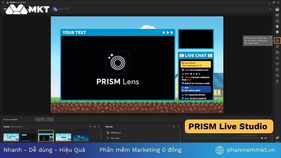 PRISM Live Studio App phát livestream bán hàng