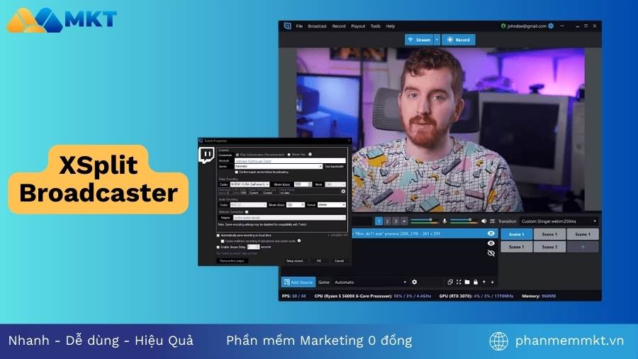 XSplit Broadcaster App phát livestream bán hàng