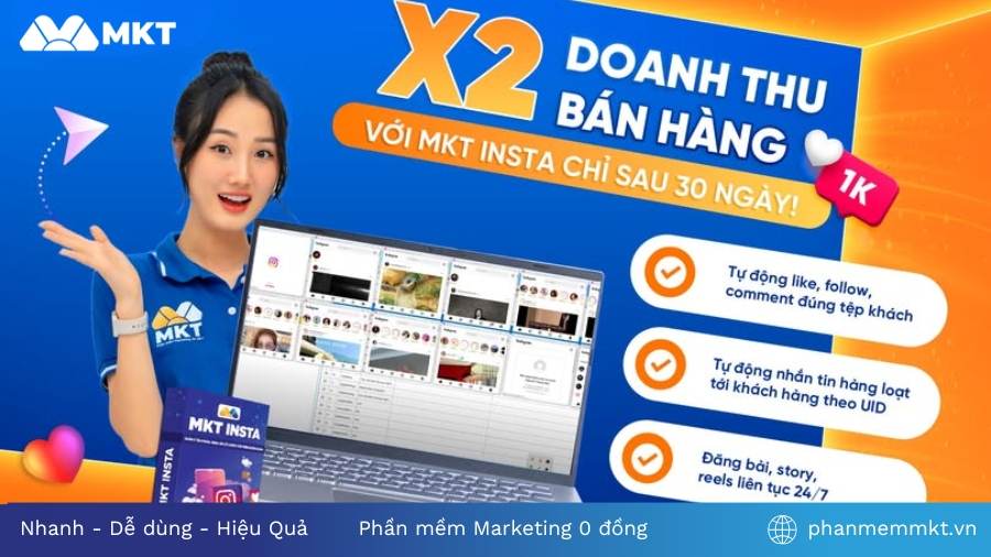 Hỗ trợ livestream bán hàng X2 doanh thu với MKT Insta App phát livestream bán hàng