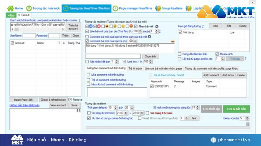Giao diện phần mềm Fplus Auto comment link – Tăng reach & traffic tự động