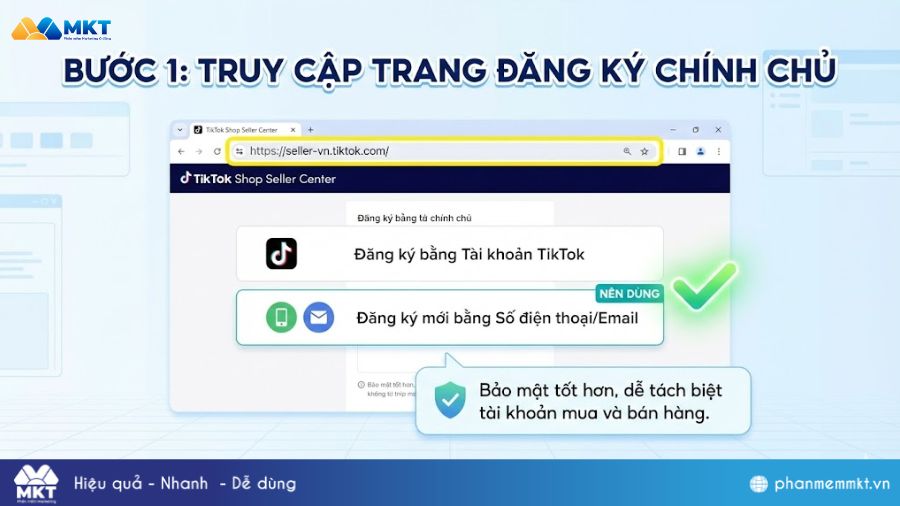 Đăng ký bán hàng trên TikTok Shop Bước 1: Truy cập trang đăng ký bán hàng trên TikTok Shop
