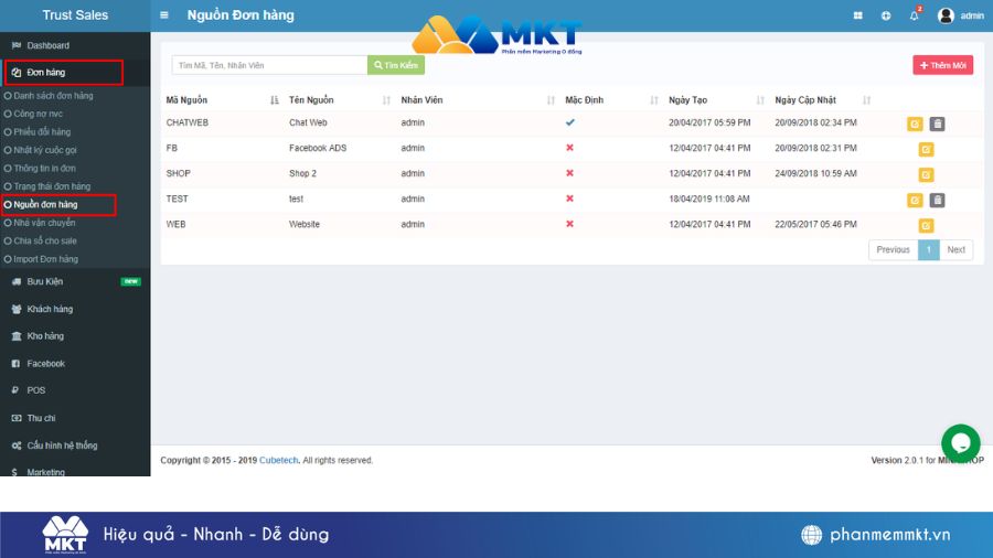 Giao diện phần mềm TrustSales Phần mềm kinh doanh Online
