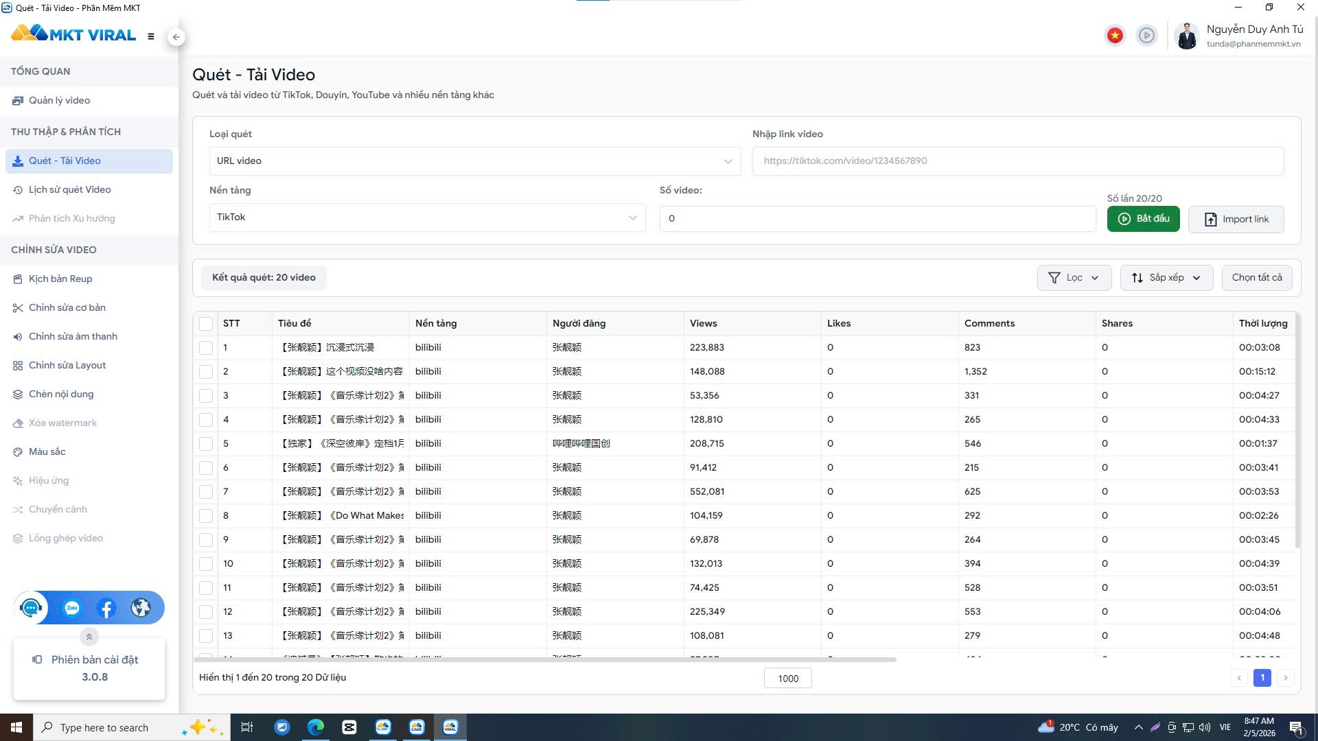 Giao diện phần mềm MKT Viral Phần mềm kinh doanh Online