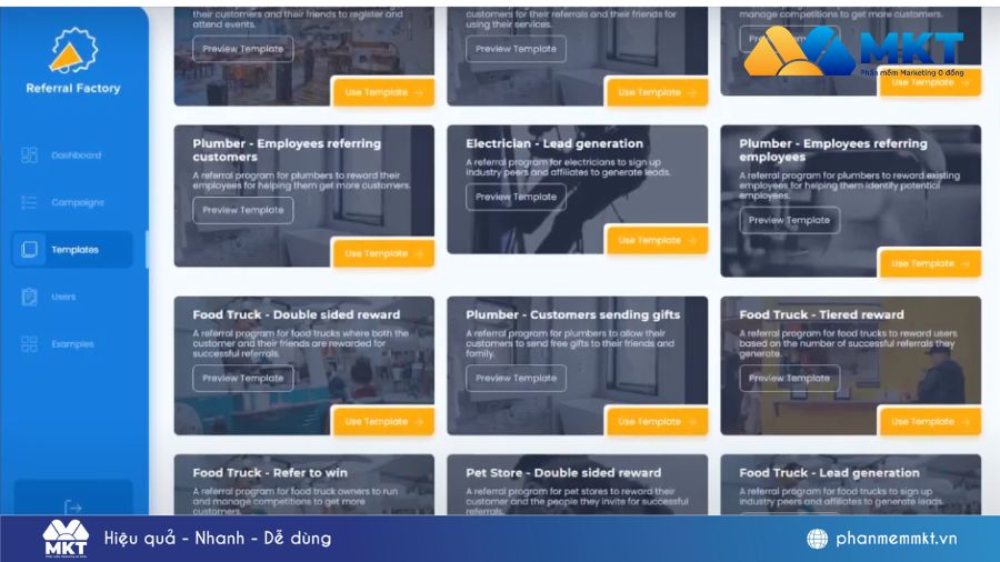 Giao diện phần mềm Referral Factory Phần mềm quản lý Affiliate hiệu quả nhất 2026