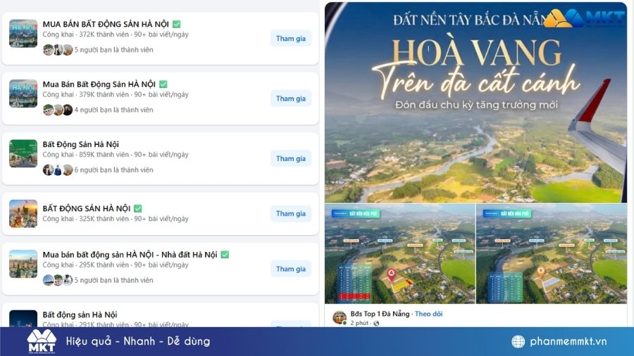 Chị Hương sử dụng MKT Care để đăng bài đồng loạt lên các hội nhóm bất động sản bat dong san truong phat 2 1