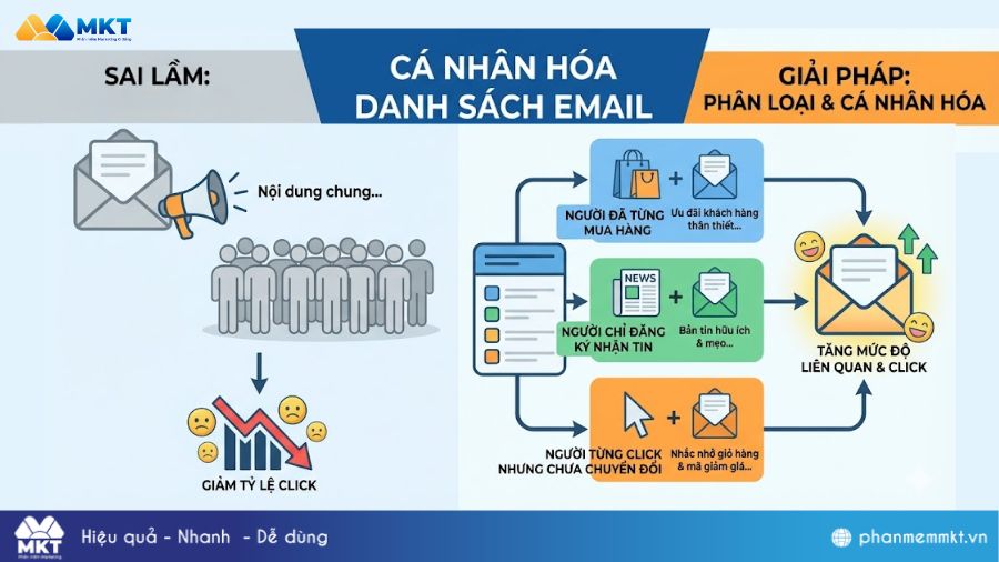 Cá nhân hóa danh sách Email Cách tăng traffic từ email marketing hiệu quả: Cá nhân hóa danh sách Email