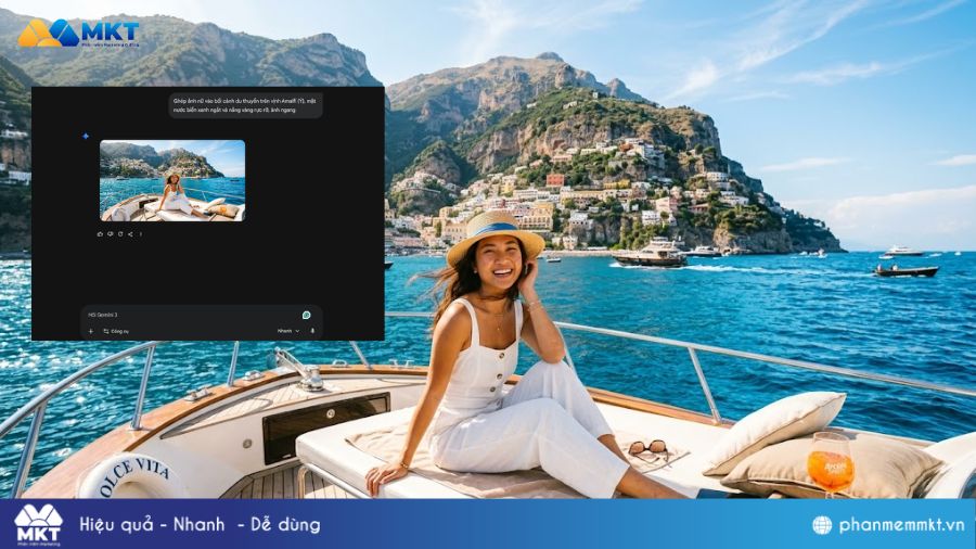 Câu lệnh ghép ảnh đi du lịch Câu lệnh ghép ảnh trên gemini cho nữ