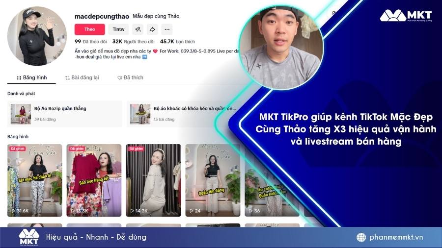 MKT TikPro giúp kênh TikTok Mặc Đẹp Cùng Thảo tăng X3 hiệu quả vận hành và livestream bán hàng 1 Kênh TikTok Mặc đẹp cùng Thảo