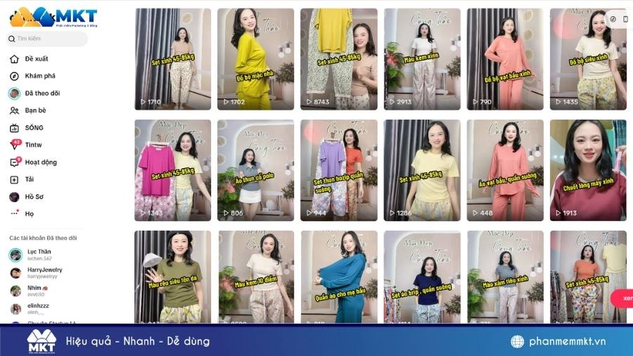 Anh Đức sử dụng MKT Tikpro để lên lịch và đăng video tự động hàng loạt Kênh TikTok Mặc đẹp cùng Thảo