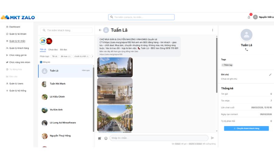 Quản lý tin nhắn Zalo Hộp thư tin nhắn tập trung
