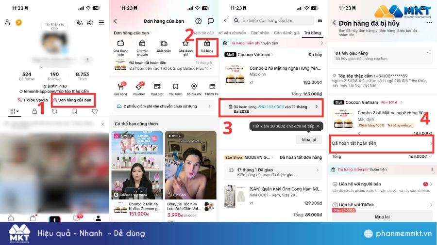 Truy cập mục TikTok Shop Balance TikTok Shop Balance có rút tiền được không