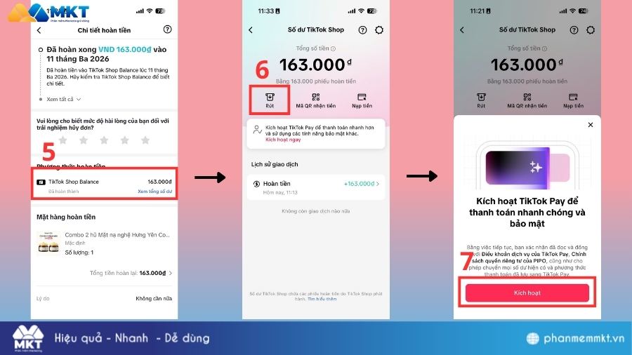Chọn chức năng Rút tiền TikTok Shop Balance có rút tiền được không