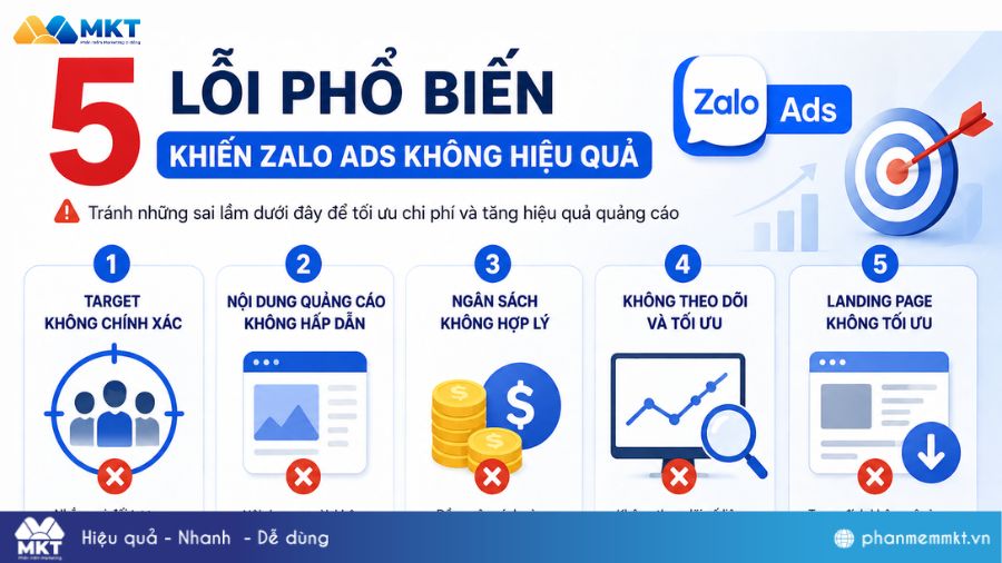Zalo Ads là gì? Cách chạy Zalo Ads hiệu quả, tiết kiệm chi phí 11 5 Lỗi phổ biến khiến Zalo Ads không hiệu quả