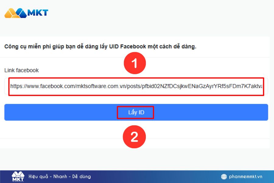 Dán đường link vào ô nhập dữ liệu và chọn Lấy ID Dán đường link vào ô nhập dữ liệu và chọn Lấy ID
