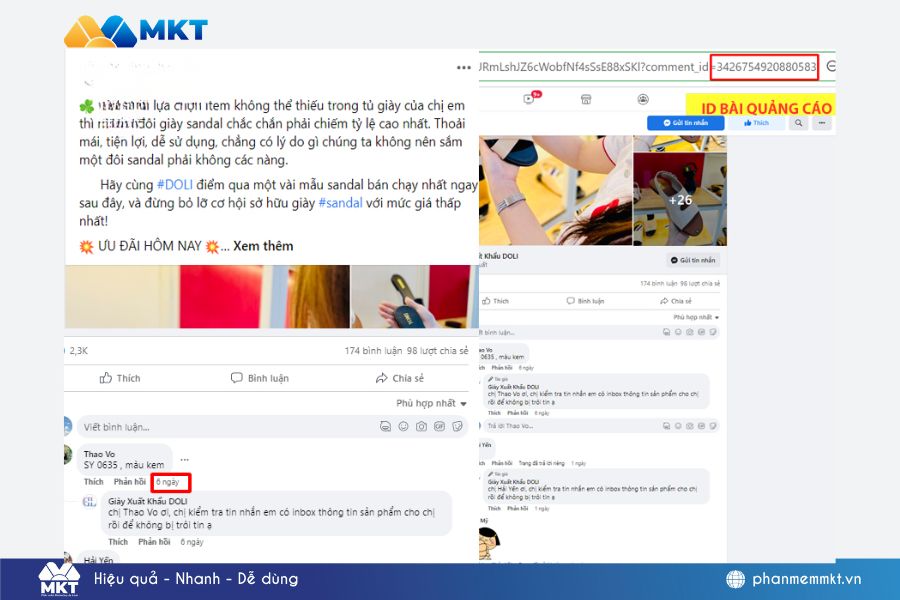 Nhấn vào thời gian của một bình luận bài viết và xuất hiện dãy số ID trên URL Nhấn vào thời gian của một bình luận bài viết và xuất hiện dãy số ID trên URL
